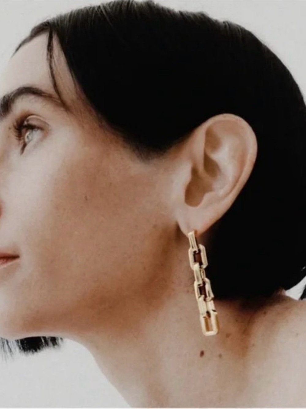 Eddie Borgo Gold Plated  Chain Link Drop Earrings Women Jewelry NWT Quiet Luxury